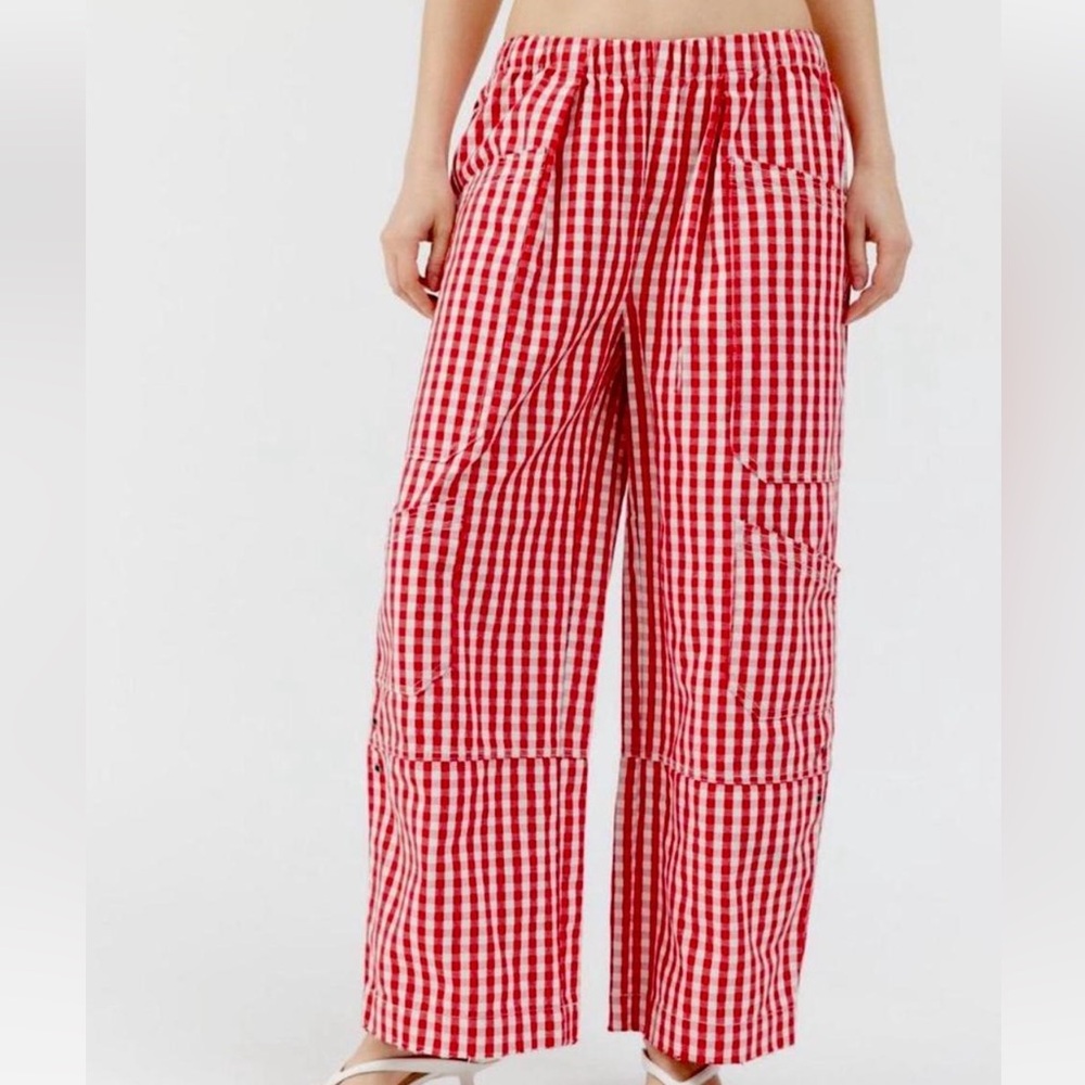 BDG Red and White Gingham Wide Leg Jeans - Picture 3 of 3